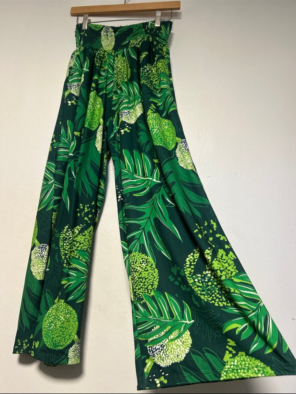 Green Tropical Wide-Leg Pants
